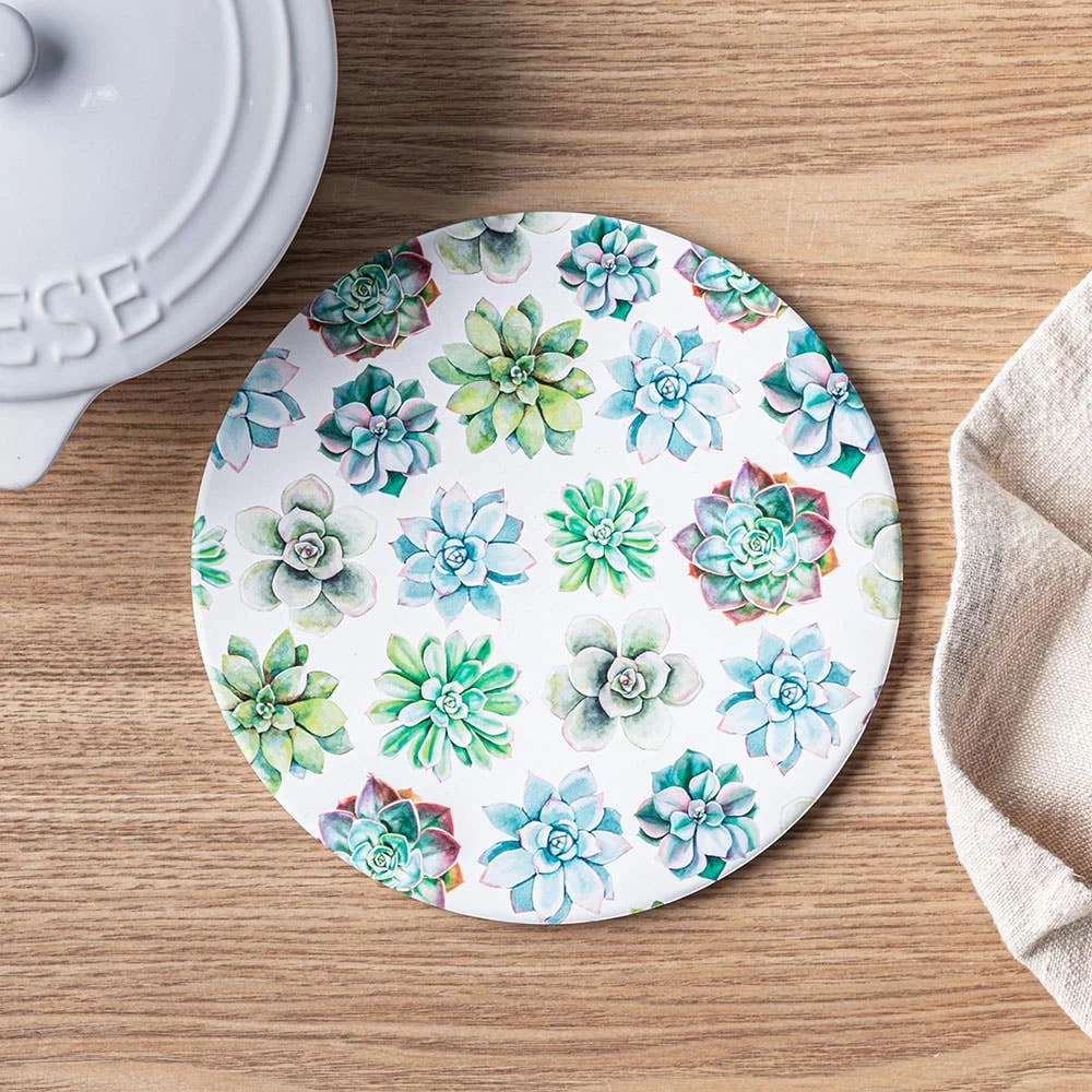 KSP Ceramica 'Succulents' Printed Ceramic Trivet