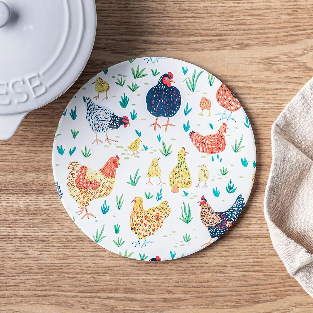 KSP Ceramica 'Chickens' Printed Ceramic Trivet