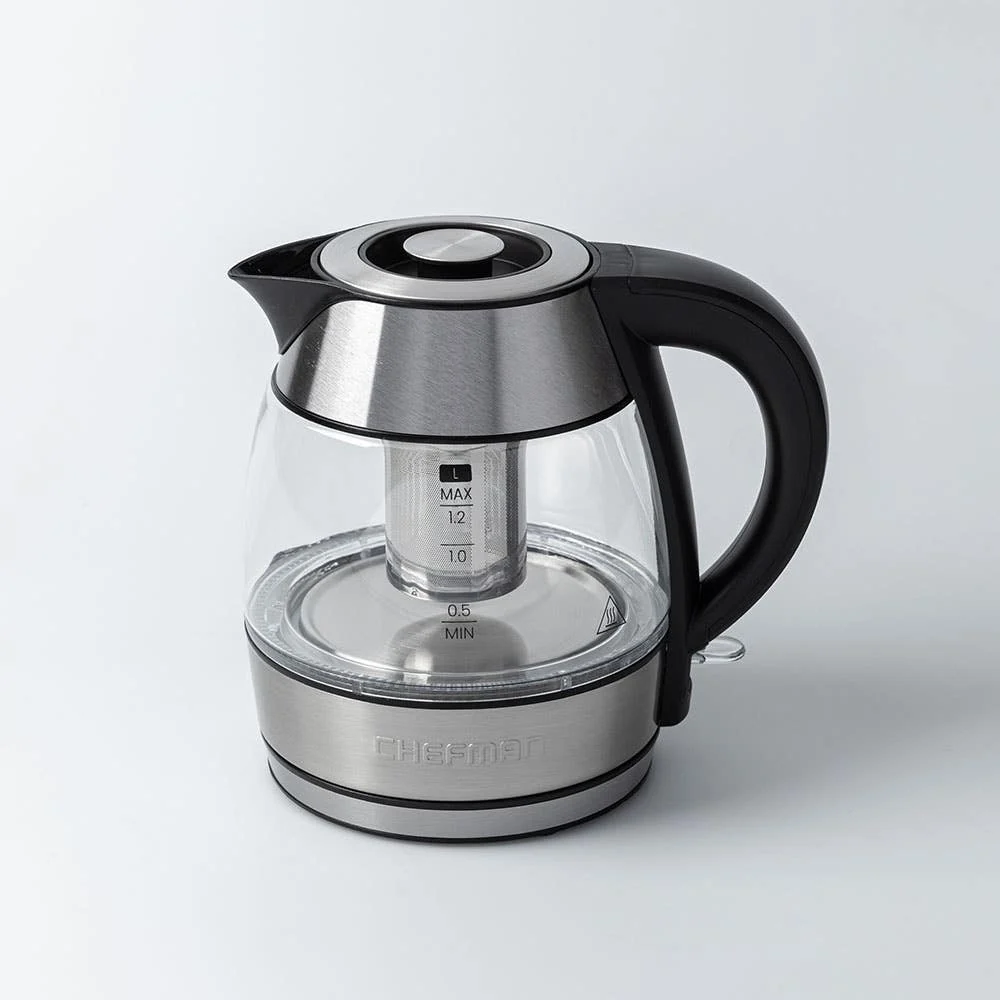 Chefman Fast-Boil Glass Kettle with Infuser (Clear/Stainless Steel)