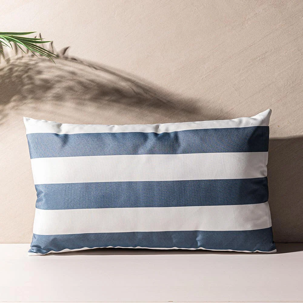 Harman Cabana Stripe 'Water Repellent' Outdoor Cushion 12"x20" (Blue)