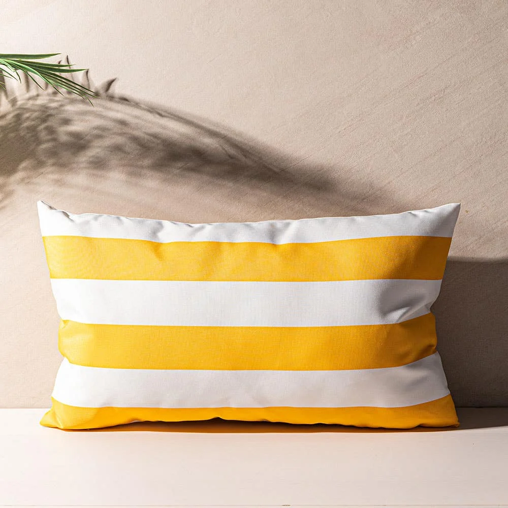 Harman Cabana Stripe 'Water Repellent' 12x20" Outdoor Cushion (Yellow)