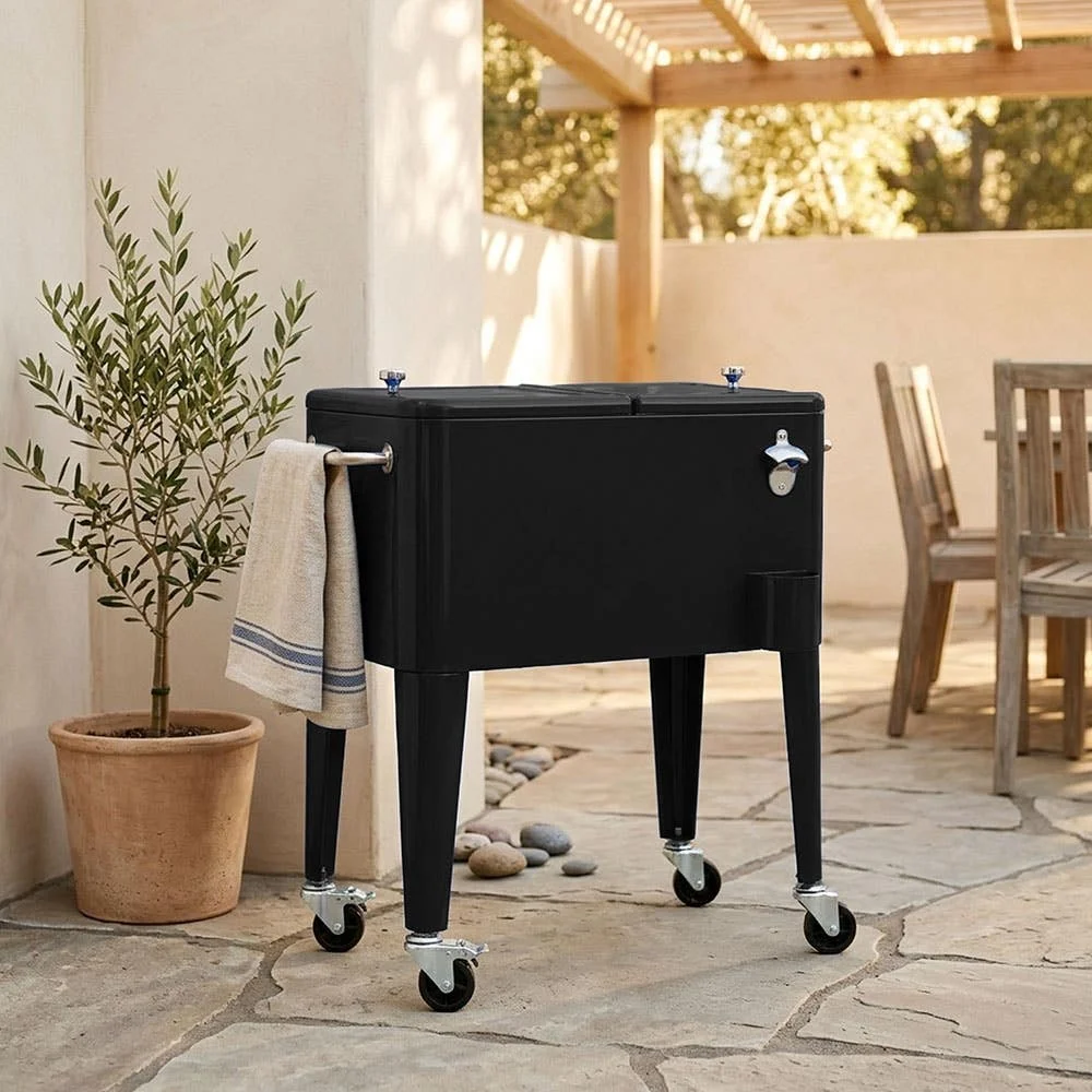 KSP Chiller Cooler Chest On Wheels - 60 Qt. / 56.7 L (Black)