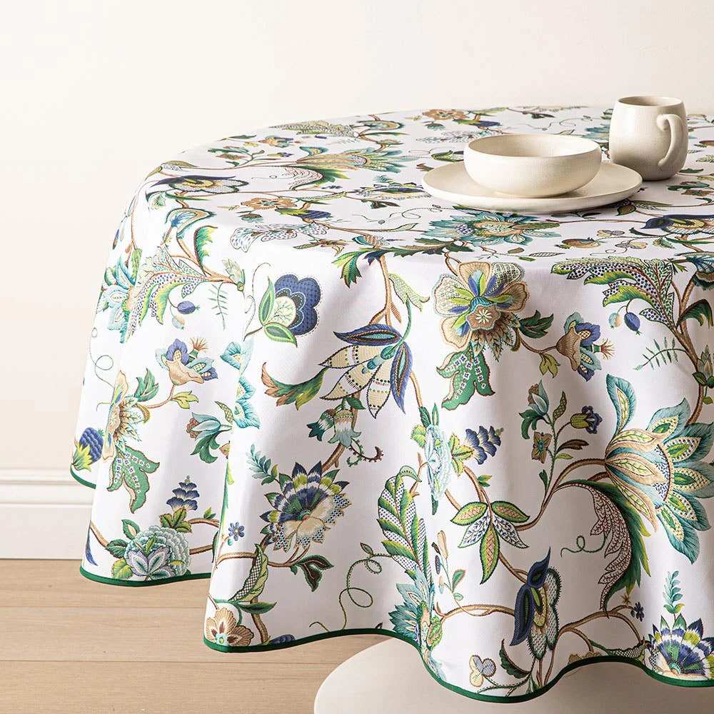 Easycare Printed 'Brissac' Polyester Tablecloth (Blue) 70" dia.