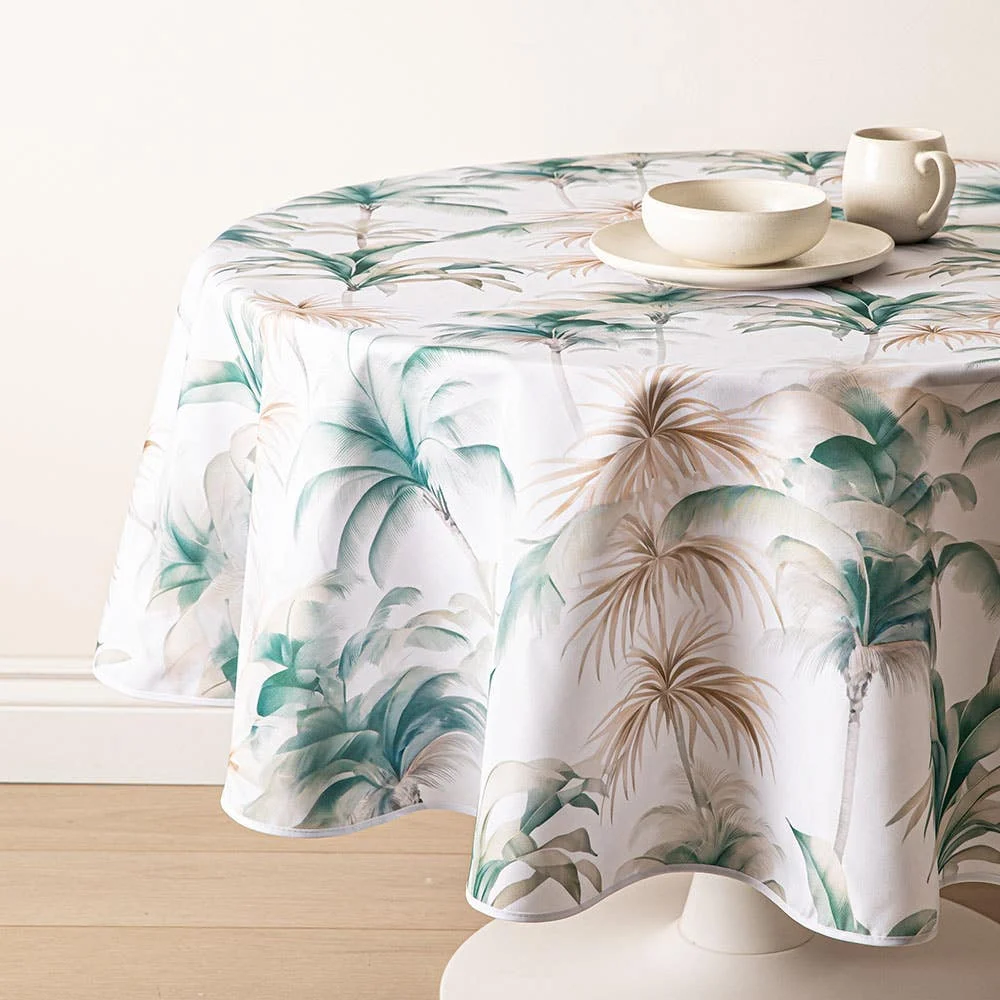 Easycare Printed 'Tropical Palm' Polyester Tablecloth 70" (Green)
