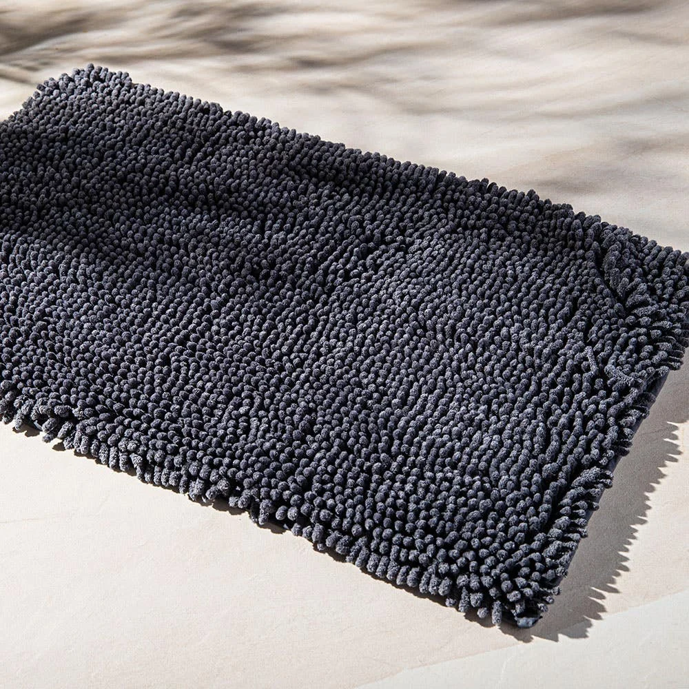 Heritage Home Chenille Noodle Polyester Bathmat 20"x32" (Charcoal)