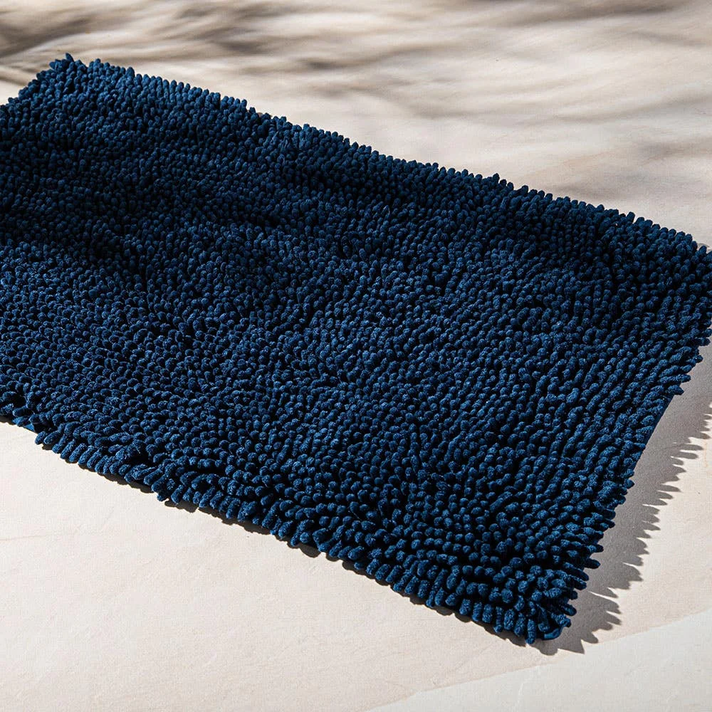 Heritage Home Chenille Noodle Polyester Bathmat 20"x32" (Navy)