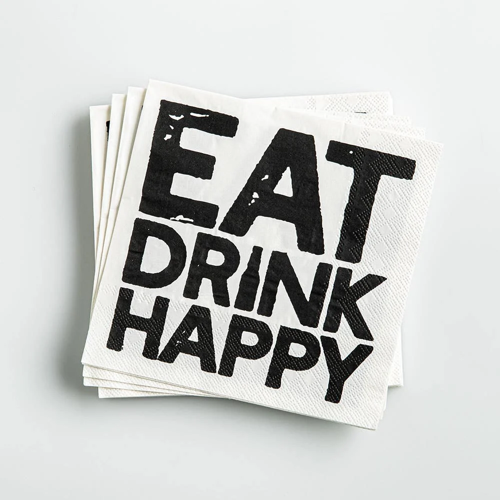 Harman 3-Ply 'Eat Drink Happy' Paper Napkin - Set of 20