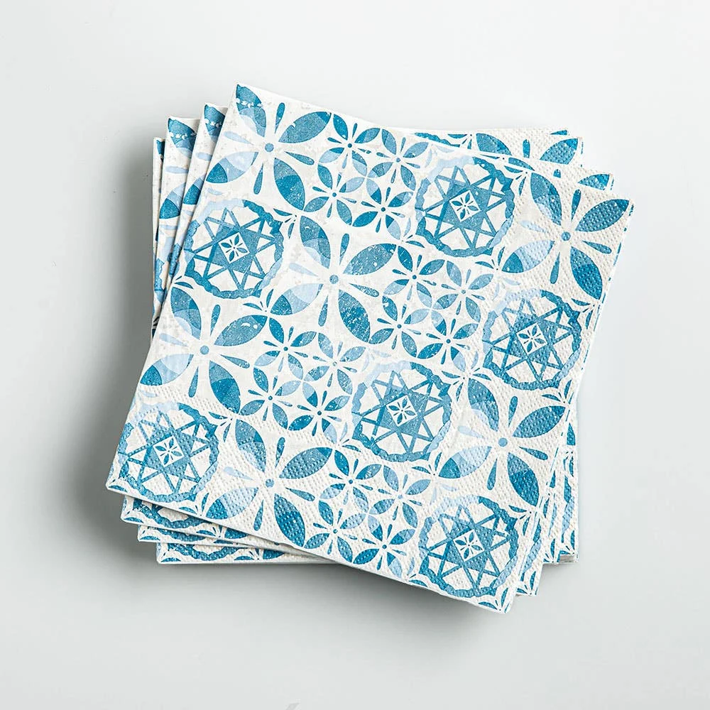 Harman 3-Ply 'Blue Tiles' Paper Napkin - Set of 20