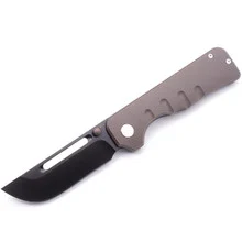AM8 Elgar MiguronAMEIGHT Folding Knife Tan Titanium Handle DLC S90V Plain Edge AM8-004BN
