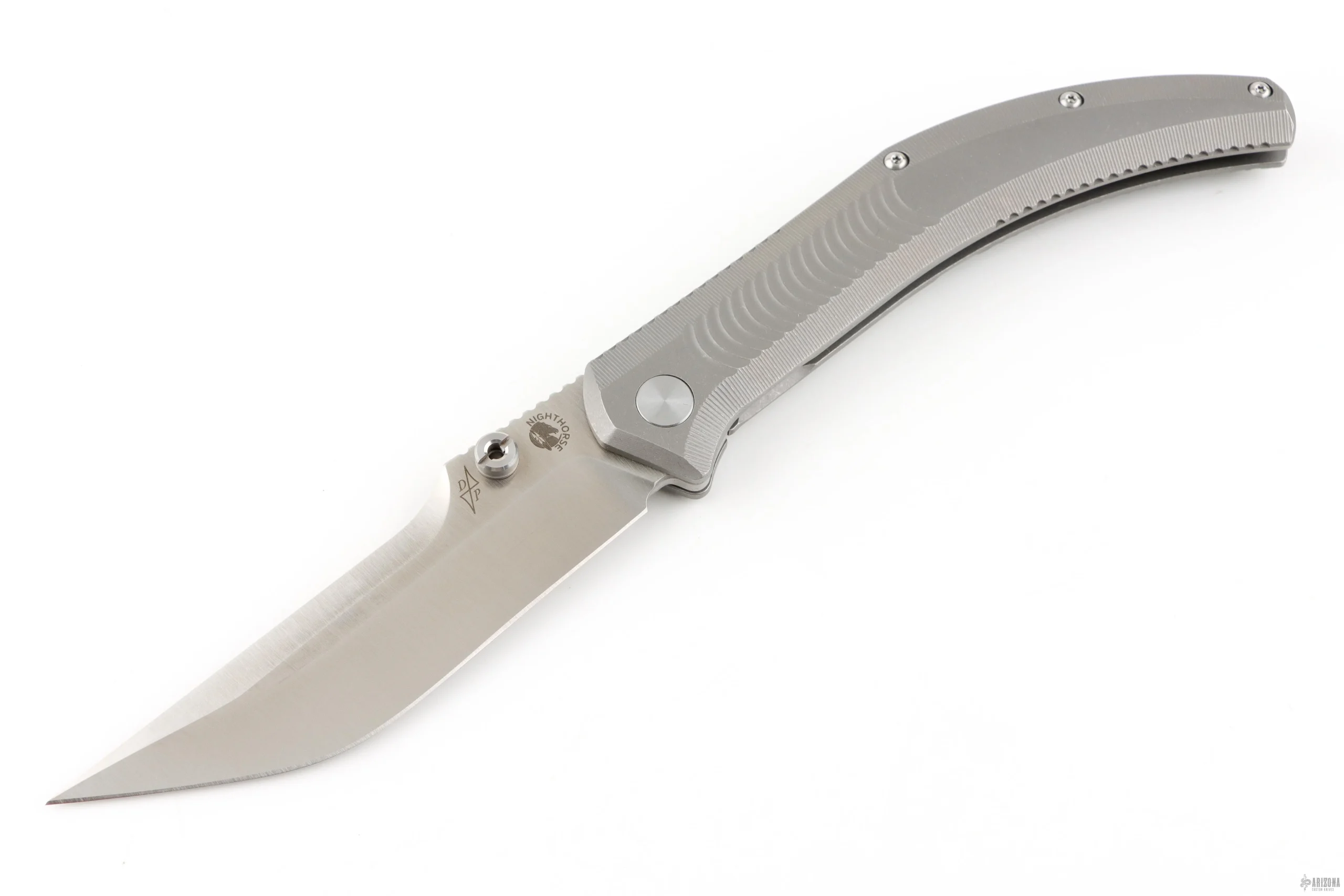B'yond EDC Nighthorse Asymmetrical Folding Knife Natural Titanium SMKW Exclusive ASM-NH-004