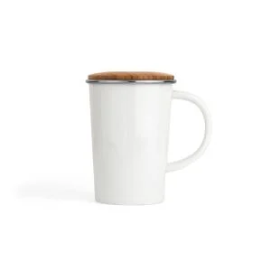Bredemeijer 14oz Ceramic Tea Mug with Bamboo Lid | White