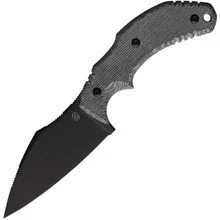 Bastinelli The Foreigner Fixed Blade Knife Black Canvas Micarta Handle M390 Plain Black Blade BAS255PVD