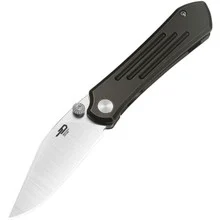 Bestech Icarus Folding Knife Black/Bronze SW Titanium Handle M390 Clip Point Plain Edge Satin Finish BT2302A