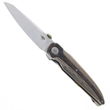 Bestech Prydwen Folding Knife Bronze Titanium Dark Matter Copper Fat Carbon Handle M-Cut Plain Edge Stonewash/Satin Finish BT2409B