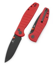 Bestechman Goodboy Folding Knife Red G10 Handle D2 Plain Edge Black PVD Finish BMK04L