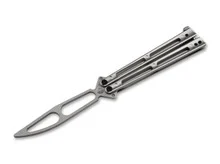 Boker Papillon Trainer Folding Knife Grey Stainless Steel Handle 420 Plain Edge 01BO352