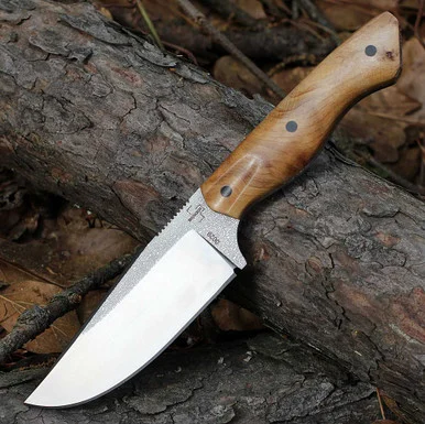 Boker Plus Overnighter - 4.57" D2 Two-Tone Clippoint Plain Edge Blade, Burl Wood Handle - 02BP0025