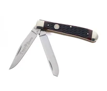 Boker TS 2.0 Trapper Folding KnifeJig Brown Bone Handle D2 Clip/Spey Plain Edge Satin Finish 110812