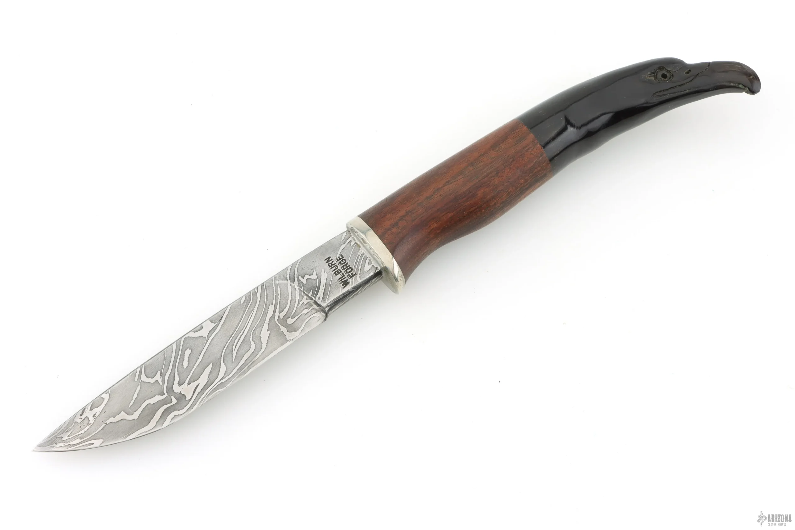 Carved Damascus Hunter