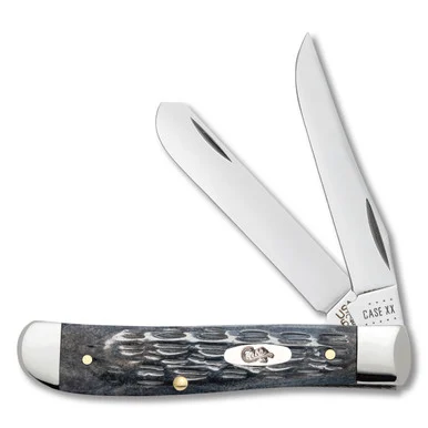 Case Gray Pocket Worn Jigged Bone Carbon Mini Trapper Folding Knife CA58414