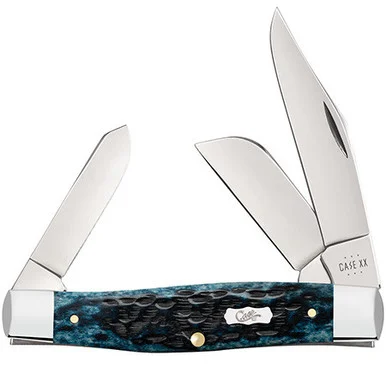 Case Large Stockman 51861 Pocket Worn Mediterranean Blue Bone (6375 SS)