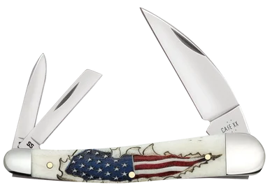 Case Seahorse Whittler 10844 Natural Bone Color Wash American Flag (6355WH SS)