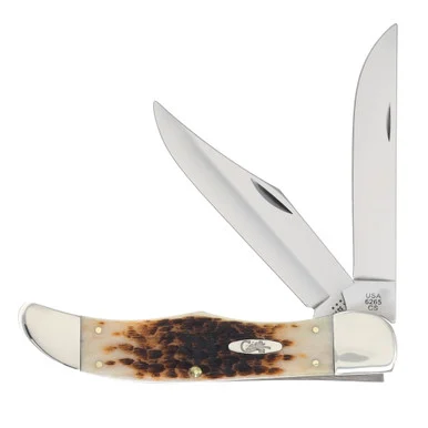 Case XX Amber Jigged Bone Carbon Steel Folding Hunter with Sheath CA30093