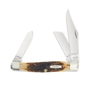 Case XX Knives Large Stockman Folding Knife 4.25in Plain Amber Peach Seed Jigged Bone CA10724