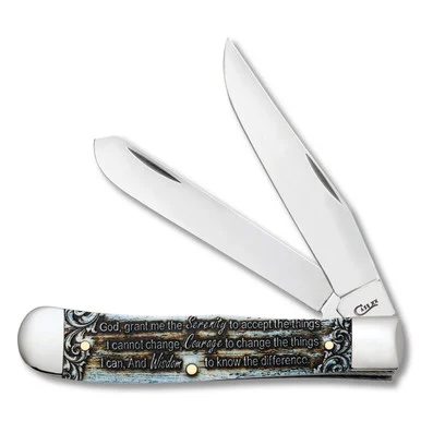Case XX Serenity Prayer Trapper Folding Knife Smooth Natural Bone CA38822