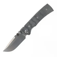Chaves Knives Blue Label Redencion Street Folding Knife Black Micarta Handle Elmax Tanto Plain Edge Belt Finish