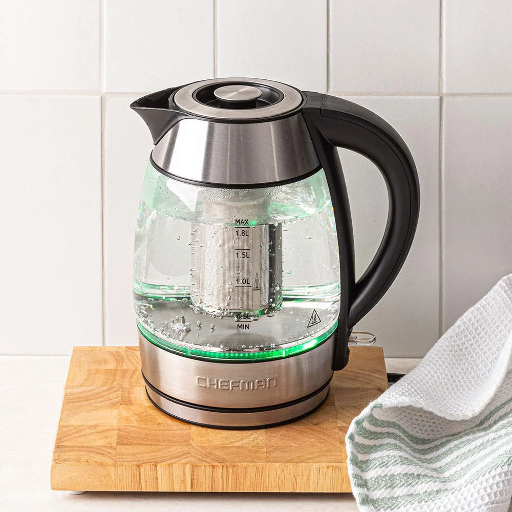 Chefman Keep Warm Glass Kettle with Infuser