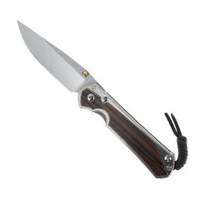 Chris Reeve Large Sebenza 31 Folding Knife Polished Titanium & Macassar Ebony Inlay Handle Polished MagnaCut Drop Point Plain Edge L31-1636