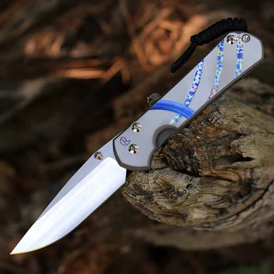 Chris Reeve Large Sebenza 31 Unique Graphic - 3.61" CPM-MagnaCut Satin Drop Point Blade Sandblasted Titanium Handle RIL L31-1400-0004.6