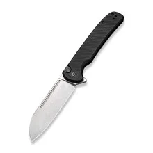 Civivi Chevalier Folding Knife Black G10 Handle 14C28N Plain Edge Stonewash Finish C20022-1