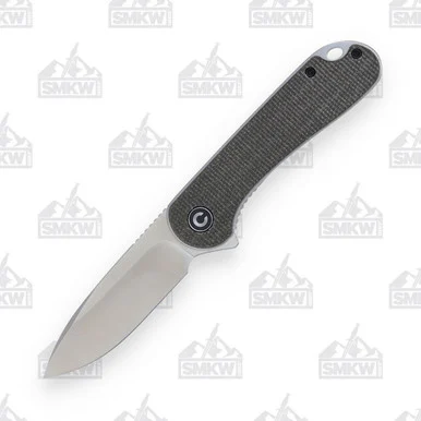 CIVIVI Knives Elementum Flipper Knife Dark Green Micarta 2.96in Plain Satin Drop Point WKCC907T