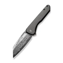 Civivi Nugz Folding Knife Black G10/Twill Carbon Fiber Handle Damascus Reverse Tanto Plain Edge C23060-DS1