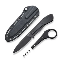 Civivi Varius Fixed Blade Knife Black G10 Handle D2 Drop Point Plain Edge Black Stonewash Finish C22009D-1