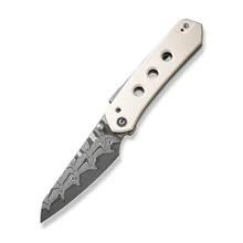 Civivi Vision FG Folding Knife White G10 Handle Damascus Reverse Tanto Plain Edge C22036-DS1