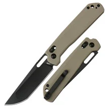 CJRB Bellona Folding Knife Desert G10 Handle AR-RPM9 Tanto Plain Black Blade J1947-BDE