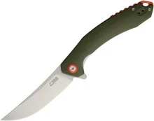 CJRB Gobi Linerlock Folding Knife Green G10 Handle D2 Plain Edge Stonewash Finish 1906GNC