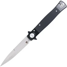 CobraTec Stiletto Button Lock Knife Black G10 Handle VG-10 Plain Edge Stonewash Finish CBTSTBLBK