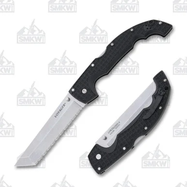 Cold Steel XL Voyager Folding Knife 5.5in Stonewash Tanto Serrated Blade CS29AXTS