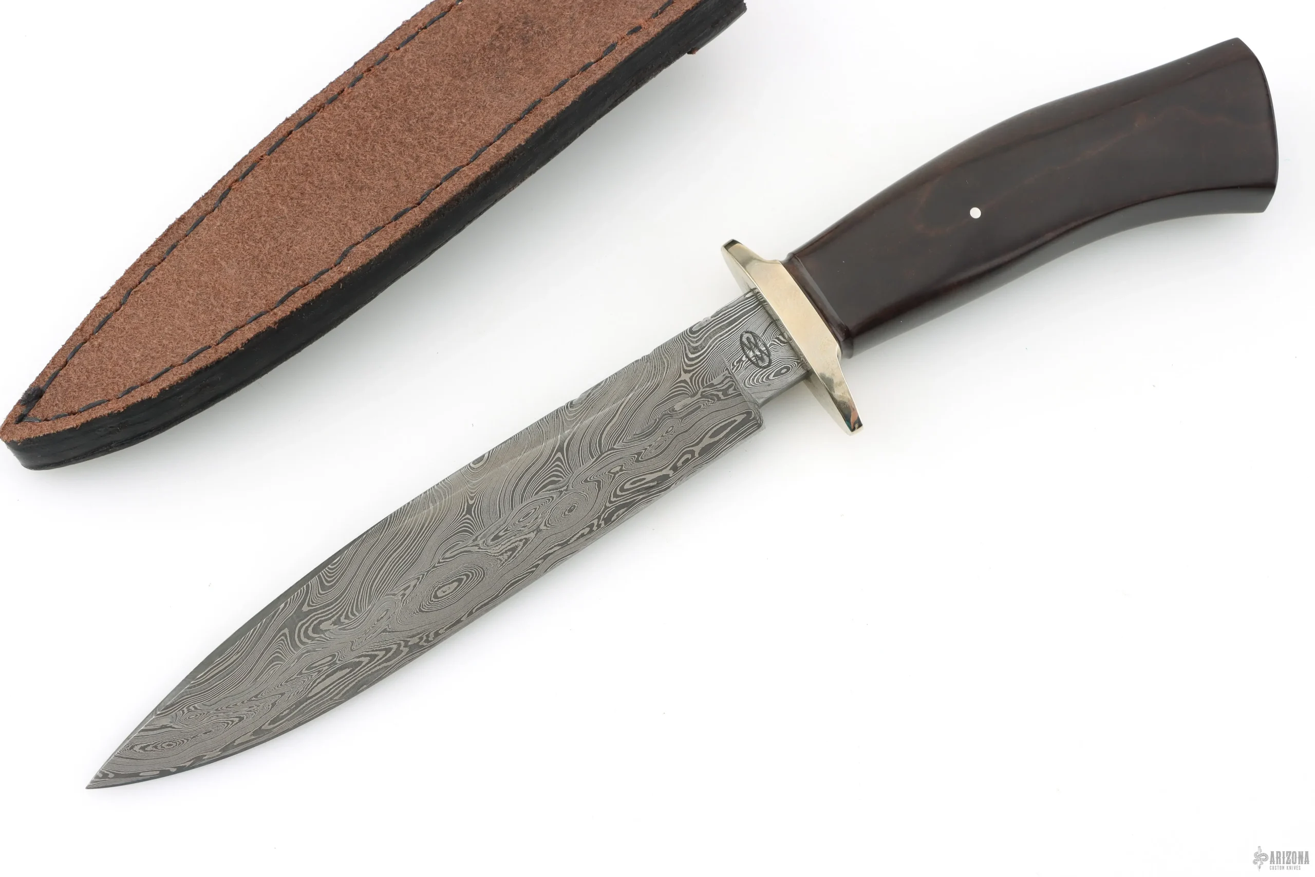 Damascus Bowie - Vintage Paper Micarta