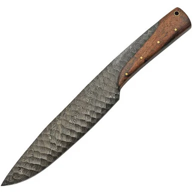 Damascus Knives Flint Fantasy - Brown Wood (7" Damascus) DM1202