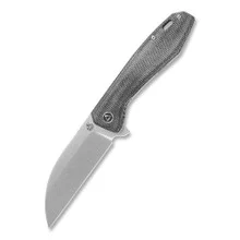 Discontinued QSP Pelican Folding Knife Linen Micarta Handle S35VN Plain Edge Stonewash QS118-D1