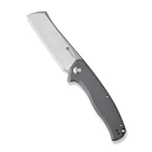 Discontinued Sencut Traxler Folding Knife Gray G10 Handle 9Cr18MoV Sheepsfoot Plain Edge Satin Finish S20057C-3