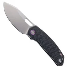 Divo Knives Growler V2 Pocket Knife Carbon Fiber Handle Bead Blast 154CM Plain Edge