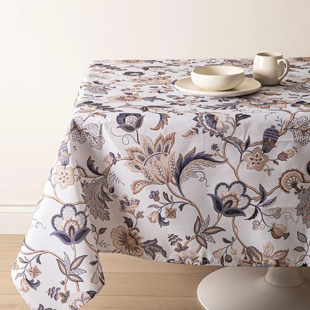 Easycare Printed 'Brissac' Polyester Tablecloth (Beige) 58x78"
