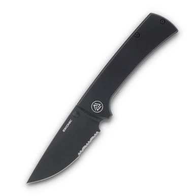 EIKONIC RCK9 Folding Knife 2.9in Partially Serrated Black Drop Point EIK100BBS