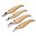 Flexcut 4-piece Carving Knife Set with Tool Roll (Ash, Carbon Steel) FTCKN100